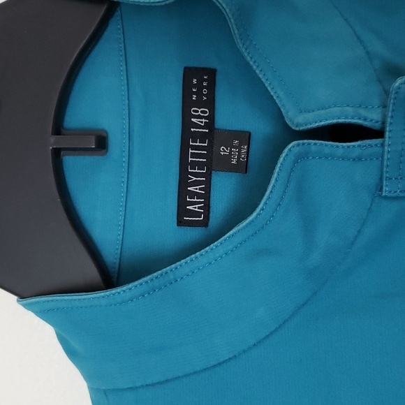 Lafayette 148 blue jacket, military style, spring fall jacket, women's size 12 - Picture 7 of 15